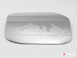 Ford Bronco Fuel Door Cover - Mountain Rainge Design - Chrome Finish